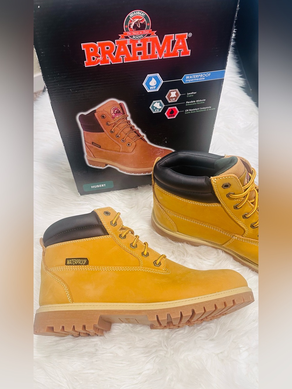 NEW in box: Brahma Leather Waterproof Men’s Work Boots - Wheat Tan- size 13